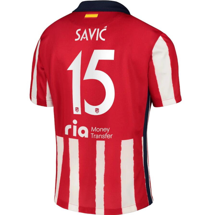 Atlético Madrid Metropolitano Home Kit Soccer Jersey with Savic 15 printing 2020/21